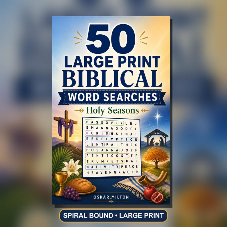 Holy Seasons Large Print Word Search Puzzles, 50 Bible Activity Book (Spiral Bound) Bild 1