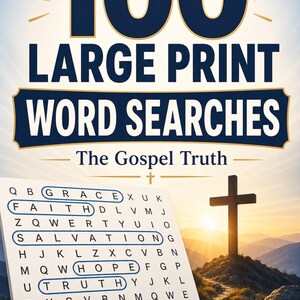 100 Large Print Gospel Word Searches, Jesus Life Activities (Spiral Bound Book) 画像 2