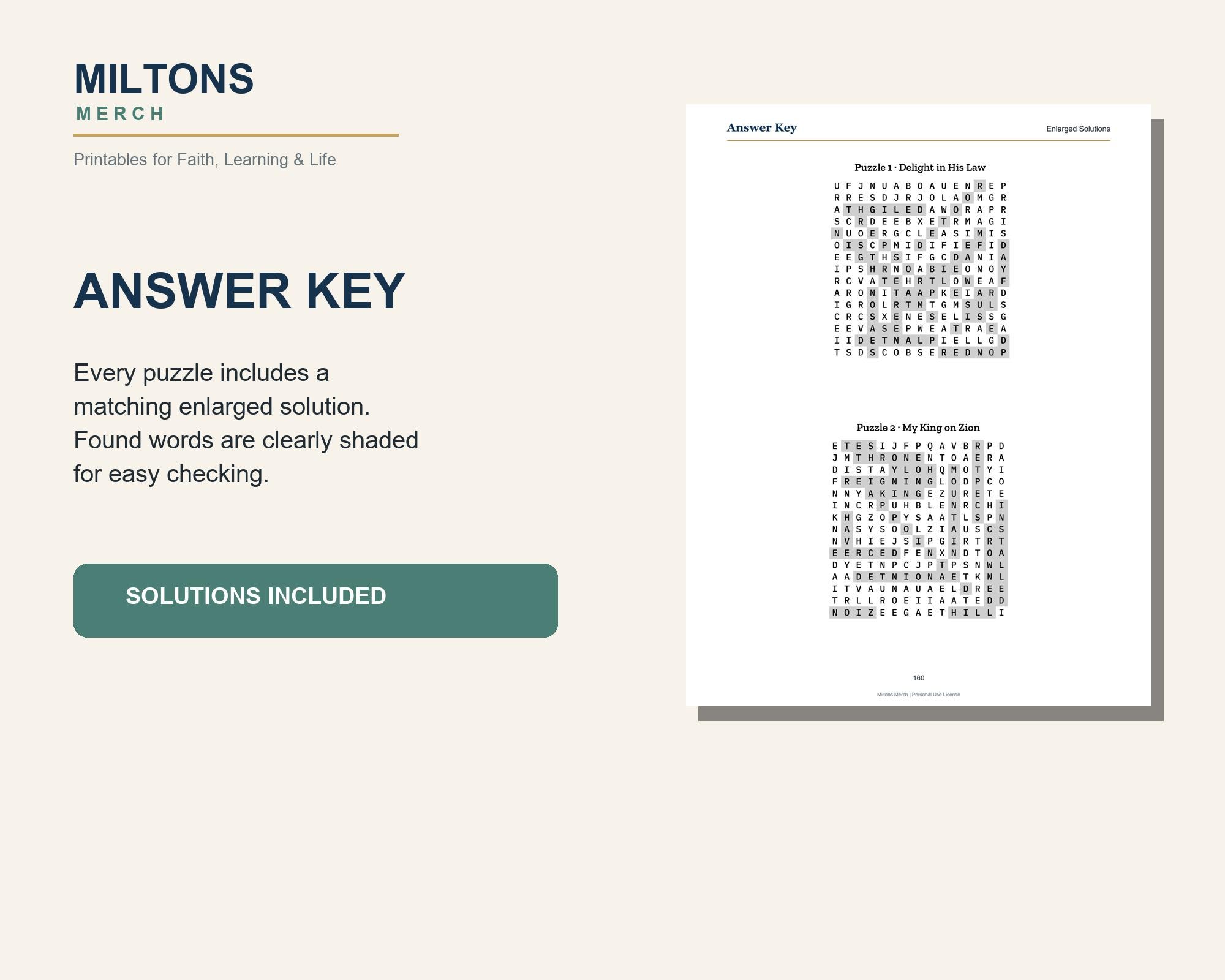 Psalms 1-30 Word Search Printables, Large Print Christian Puzzles (PDF) preview 6