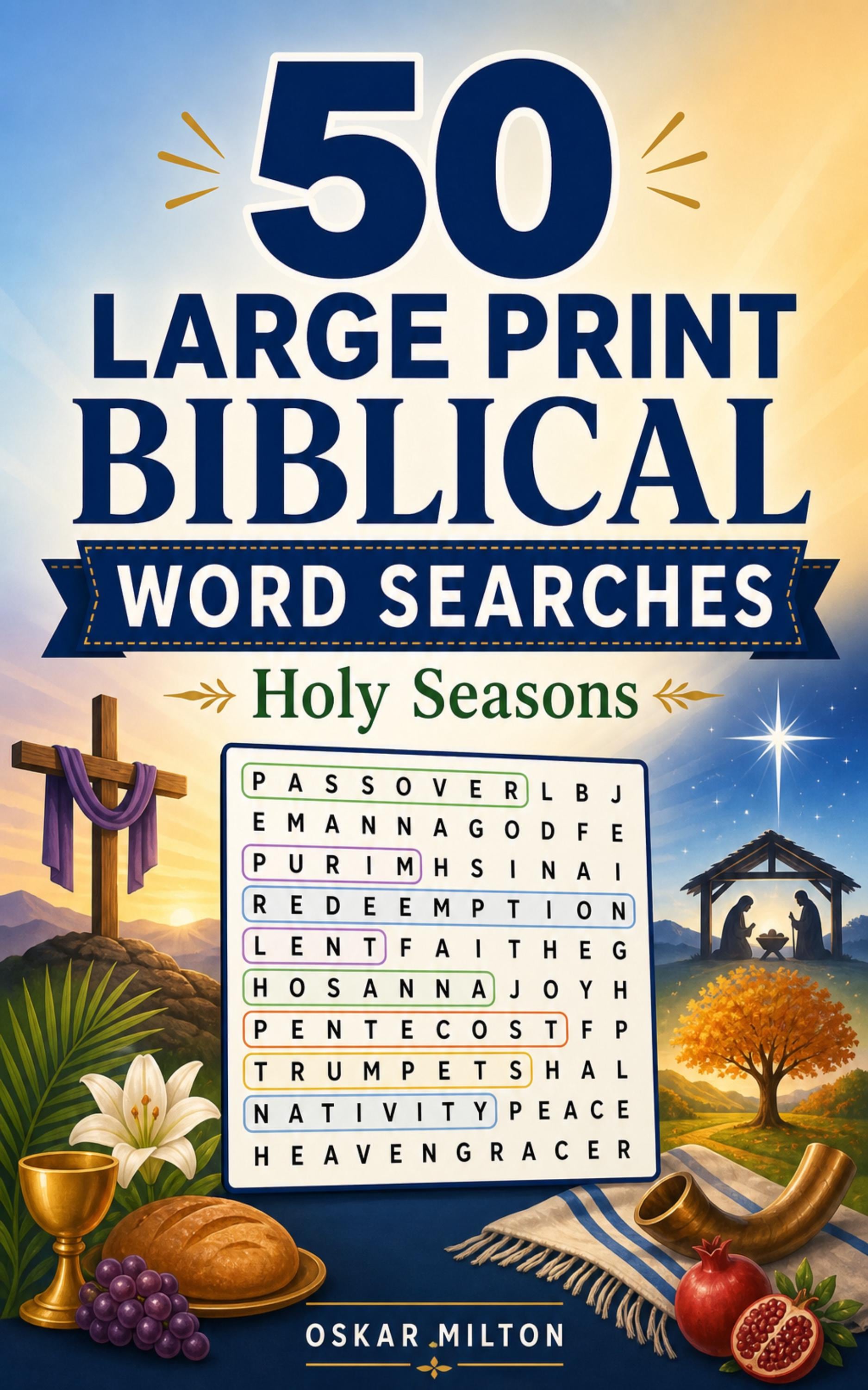 Holy Seasons Word Search Puzzles, Large Print Bible Activity (PDF) cover