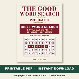 De Goede Woordzoeker Deel 5, Psalmen Bijbelpuzzels, Extra Grote Letterdruk (PDF Download) afbeelding 1
