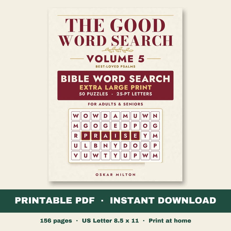 De Goede Woordzoeker Deel 5, Psalmen Bijbelpuzzels, Extra Grote Letterdruk (PDF Download) afbeelding 1