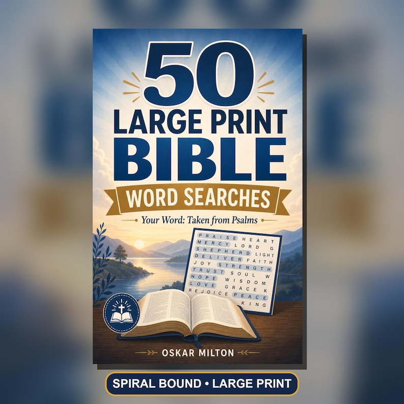 Large Print Psalm 119 Word Search Book, 50 Bible Puzzles for Adults (Spiral Bound) image 1
