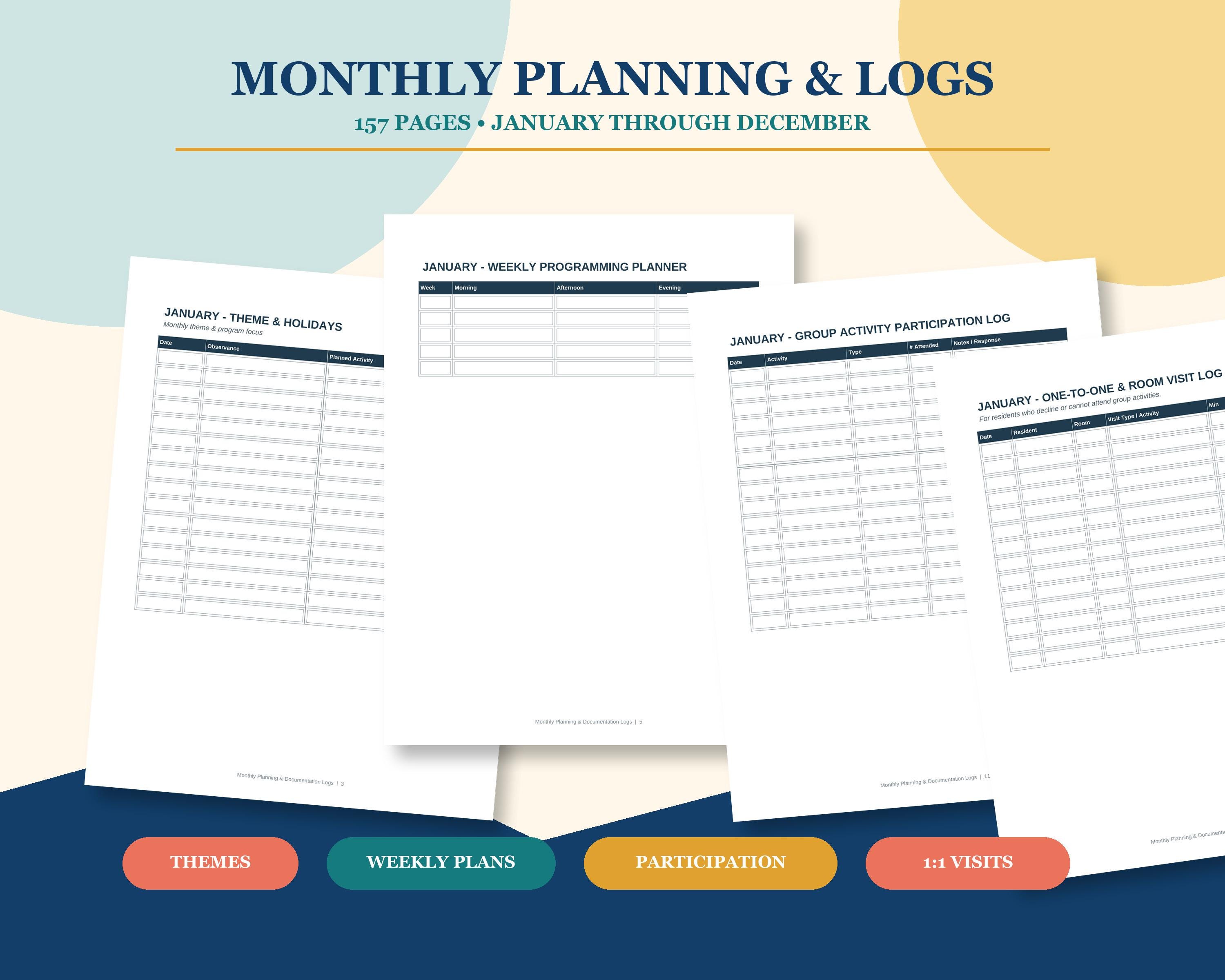Activity Director Planner Bundle, Fillable PDF & Printable, Senior Living Activity Calendar and Documentation Logs preview 3