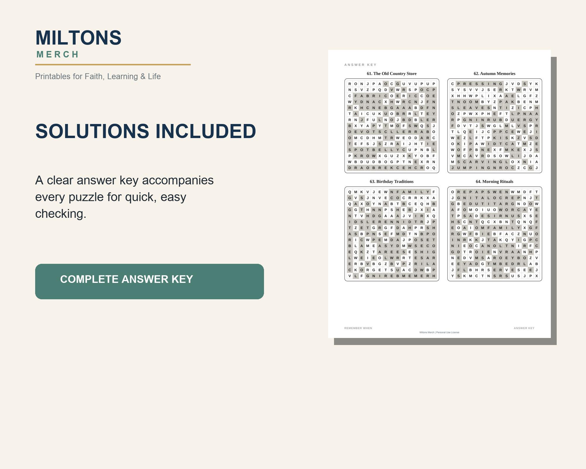20 Large Print Word Search Puzzles for Seniors, Seasons & Simple Living (PDF) preview 5