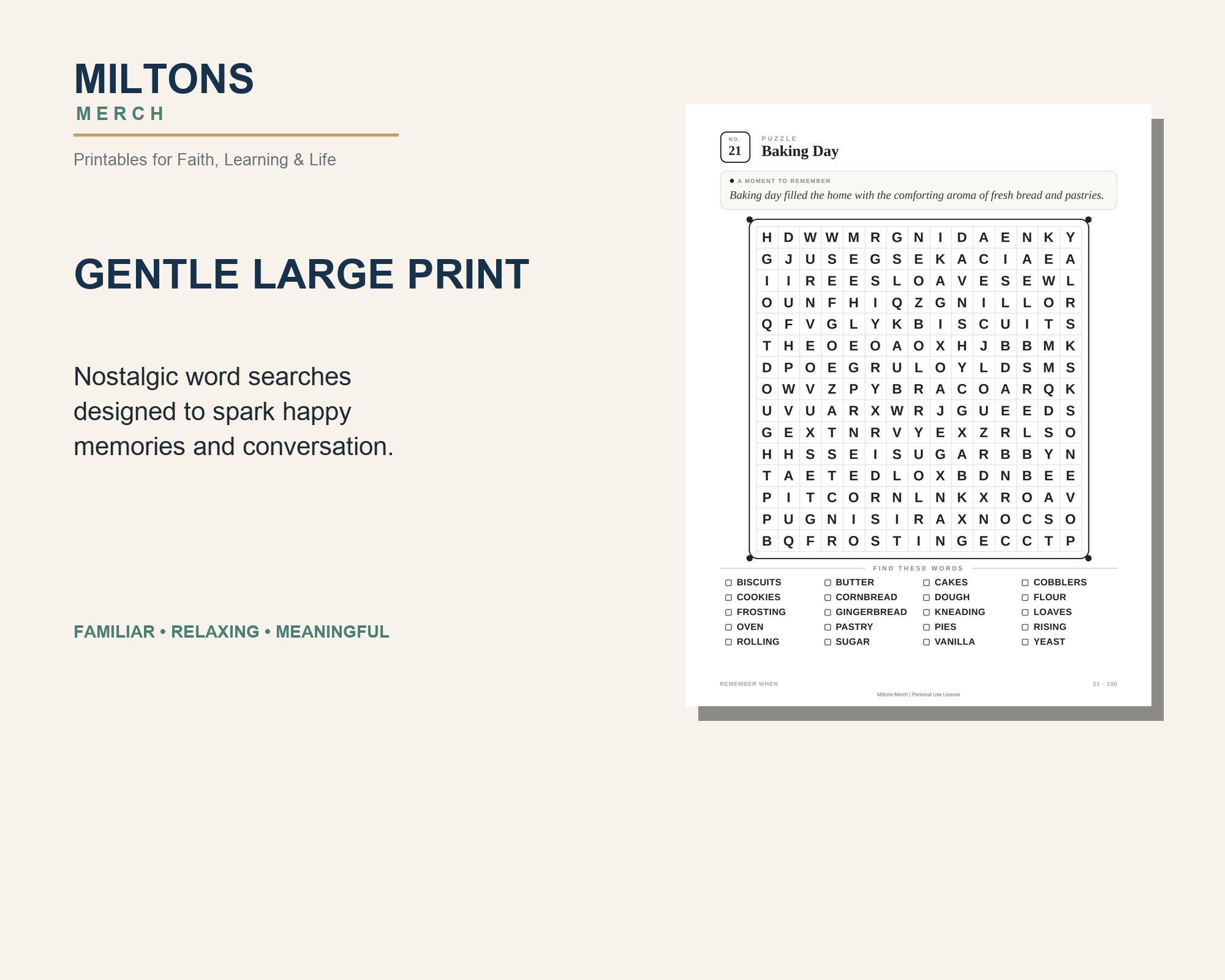 20 Large Print Nostalgic Word Searches for Seniors (PDF) preview 4