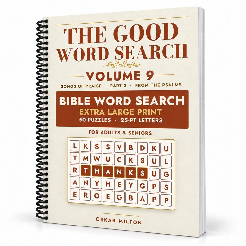The Good Word Search Vol 9: Songs of Praise Part 2 Bible Puzzles (Extra Large Print, Spiral Bound) image 1