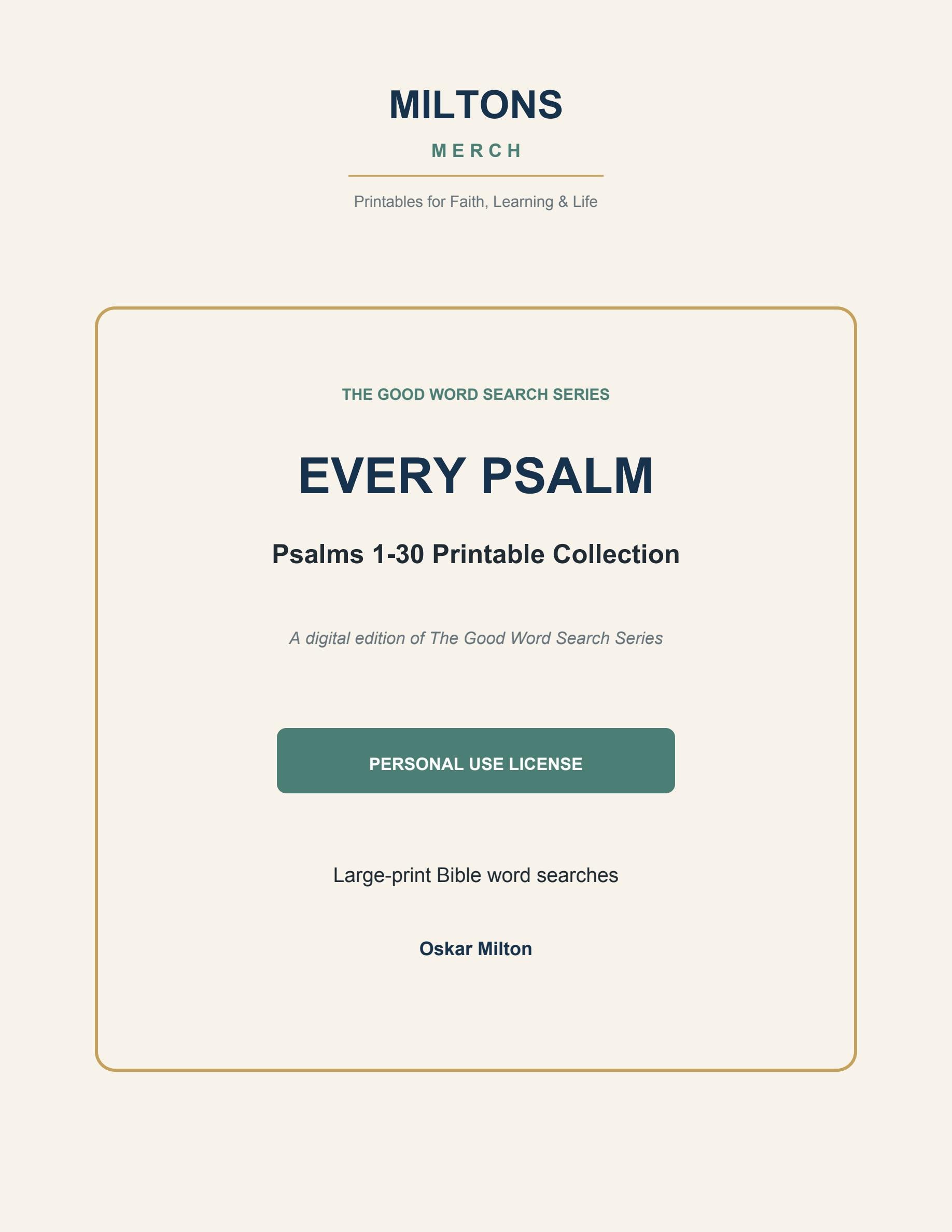 Psalms 1-30 Word Search Printables, Large Print Christian Puzzles (PDF) preview 3