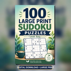 100 łamigłówek sudoku w dużym druku, łatwa książka o logice liczbowej (PDF) zdjęcie 1