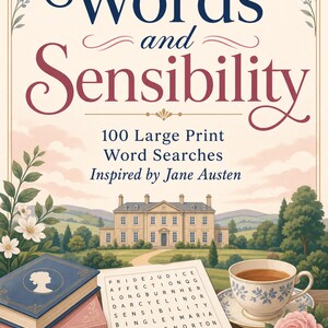 Jane Austen Word Search Puzzles, Large Print, Spiral Bound Book (100 Puzzles) image 2