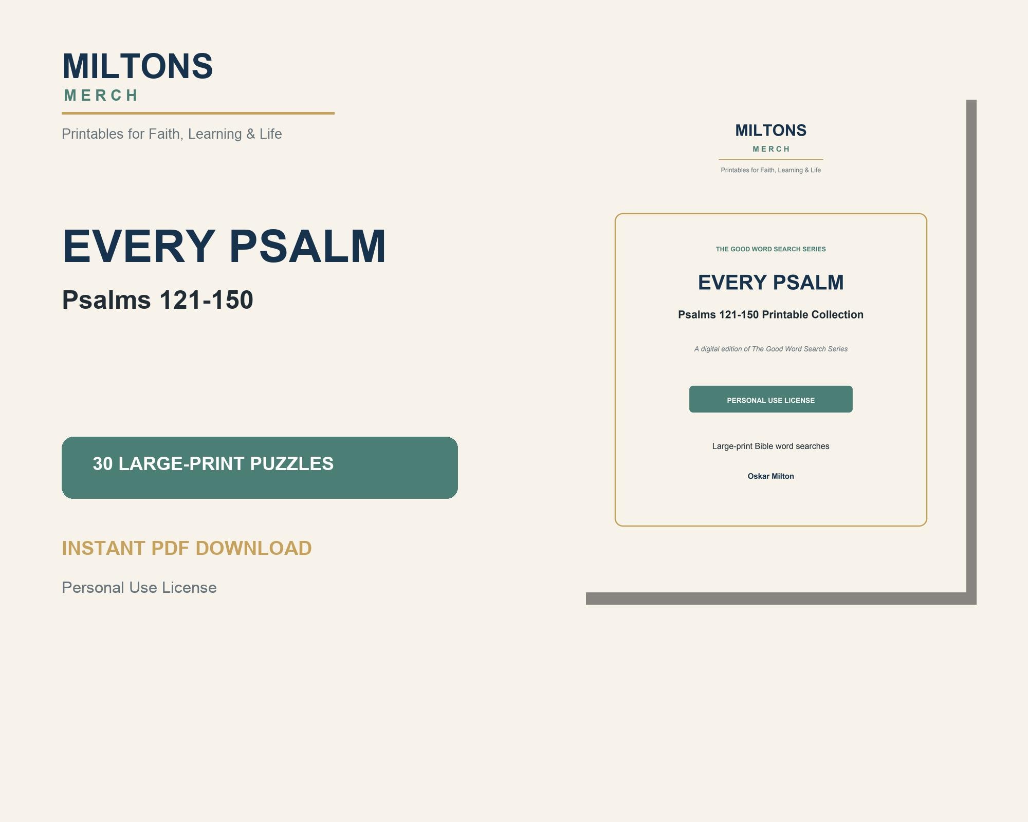 Psalms 121-150 Word Search Printables, Large Print Christian Puzzles (PDF) preview 3