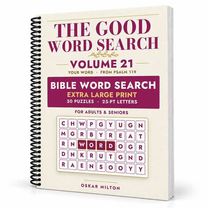 Psalm 119 Word Search Book, Extra Large Print, 50 Puzzles (Spiral Bound) image 1