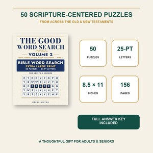 Sopa de letras "The Good Word Search Vol. 2", Rompecabezas bíblicos cristianos, Letra extragrande (Encuadernación en espiral) imagen 6