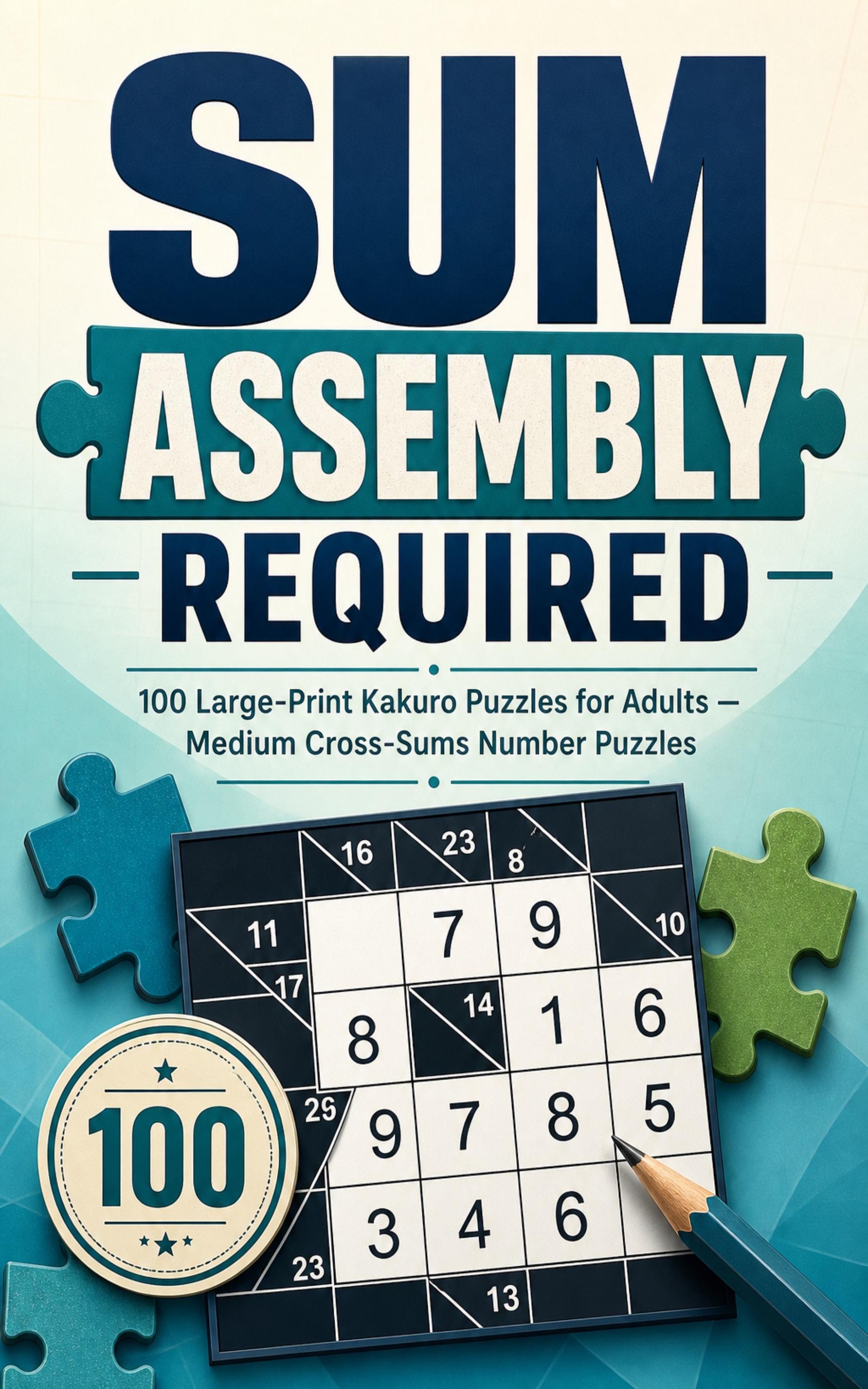 100 Large-Print Kakuro Puzzles for Adults, Medium Cross-Sums (PDF Download) cover