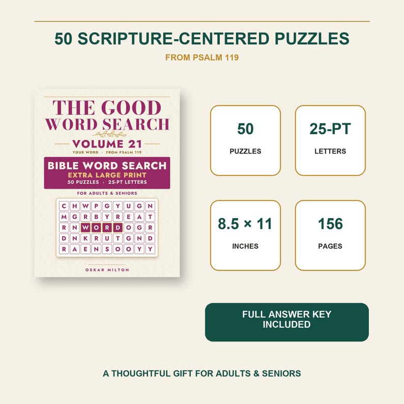 Psalm 119 Word Search Book, Extra Large Print, 50 Puzzles (Spiral Bound) image 7