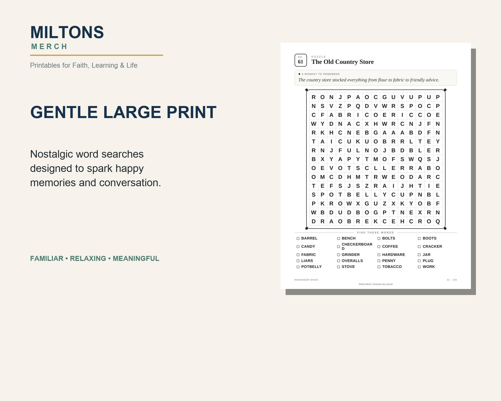 20 Large Print Word Search Puzzles for Seniors, Seasons & Simple Living (PDF) preview 4