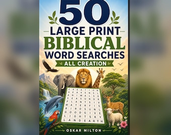 50 Large Print Creation Psalms Word Searches, Christian Bible Activity (PDF)