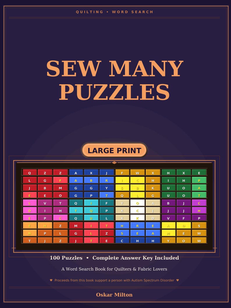 Cose muchos rompecabezas: 100 sopas de letras con letras grandes para patchwork (libro encuadernado en espiral) imagen 2