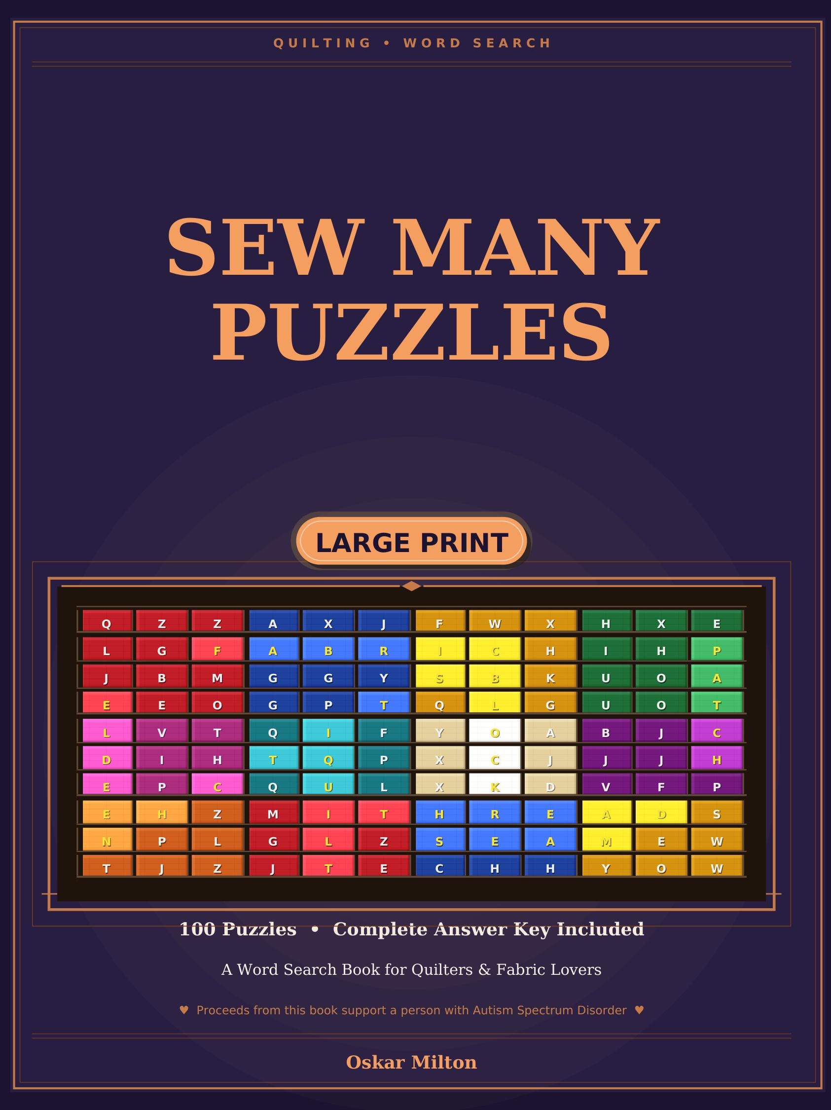 Sew Many Puzzles: 100 Large Print Quilting Word Searches (Spiral Bound Book) cover