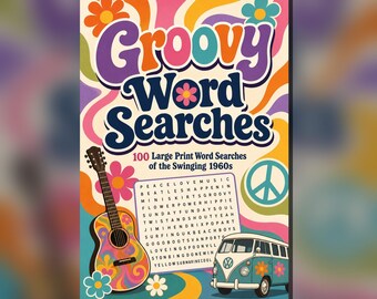 Groovy 1960s Word Searches, Large Print Nostalgia Puzzles (PDF)