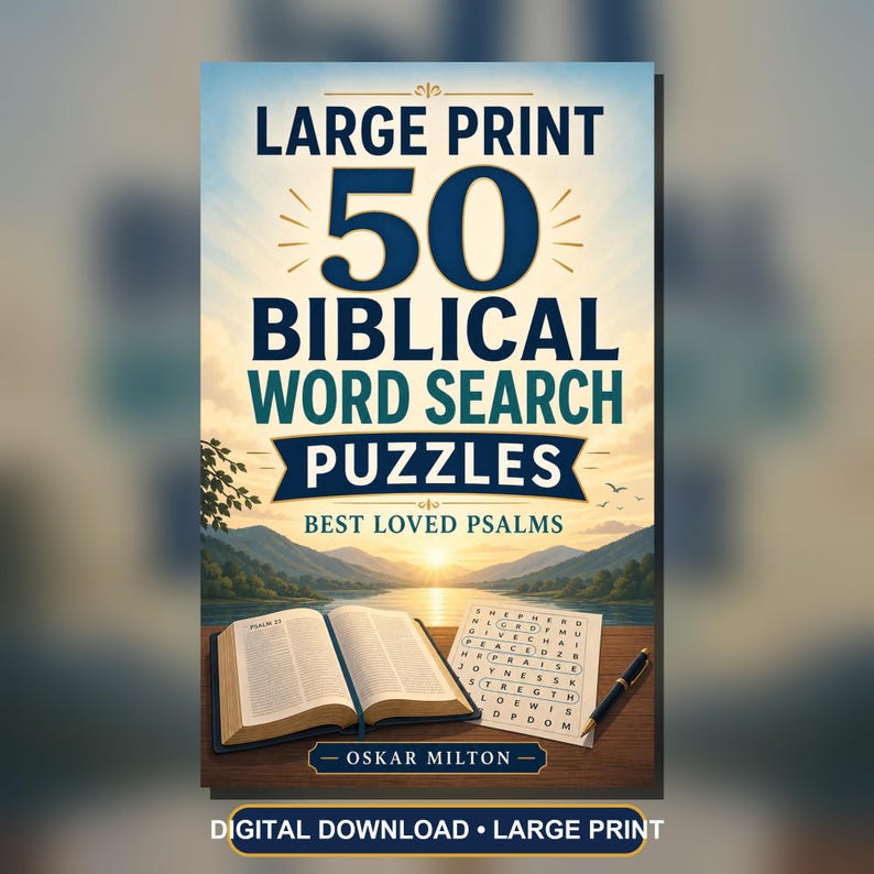 Large Print Psalms Word Search Puzzles, 50 Bible Activity (PDF) zdjęcie 3