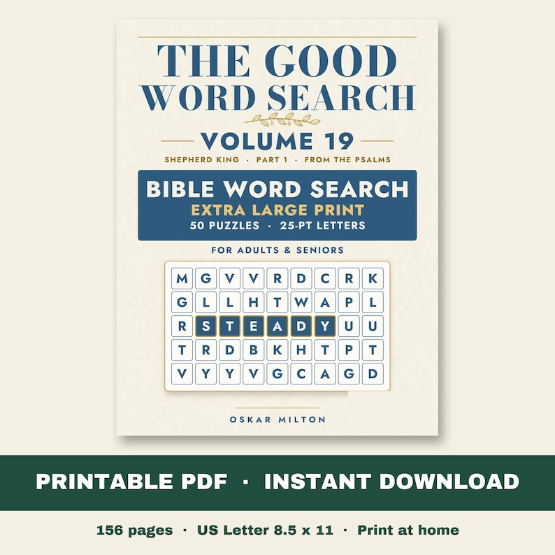 Bible Word Search: Shepherd King, Part 1, Extra Large Print (PDF Download) image 1