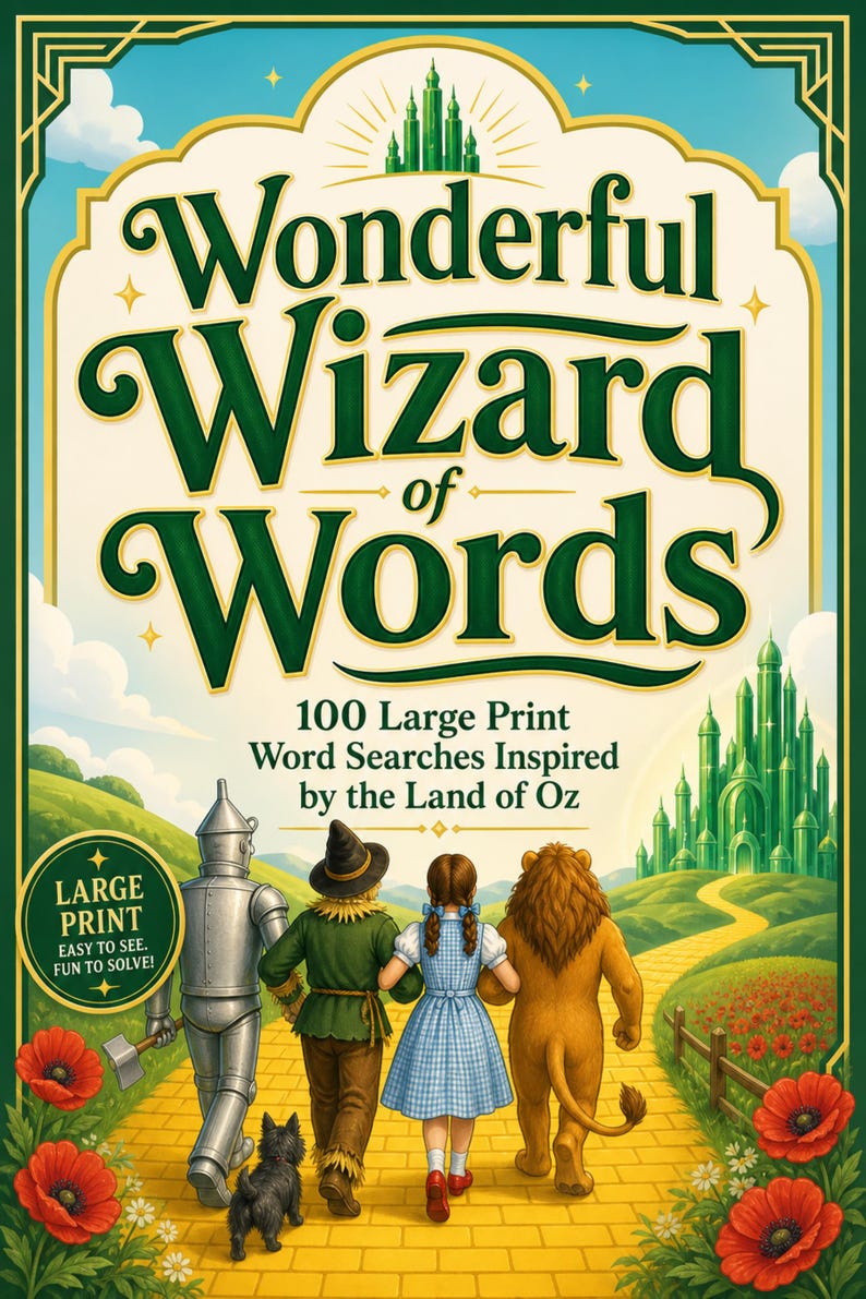 Large Print Oz Word Search Puzzles, 100 Themes, Spiral Bound Book image 2