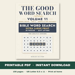 Gospel Truths Bible Word Search, Extra Large Print, 50 Puzzles (PDF Download)