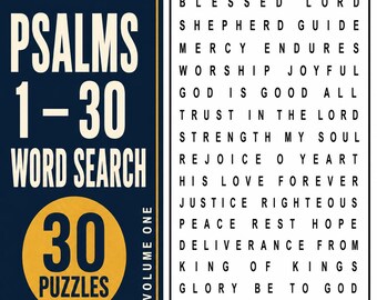 Psalmen 1-30: Wortsuchrätsel zum Ausdrucken, christliche Rätsel in Großdruck (PDF)