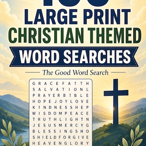 100 Large Print Christian Word Search Puzzles, Bible Activity Book (Spiral Bound) image 2