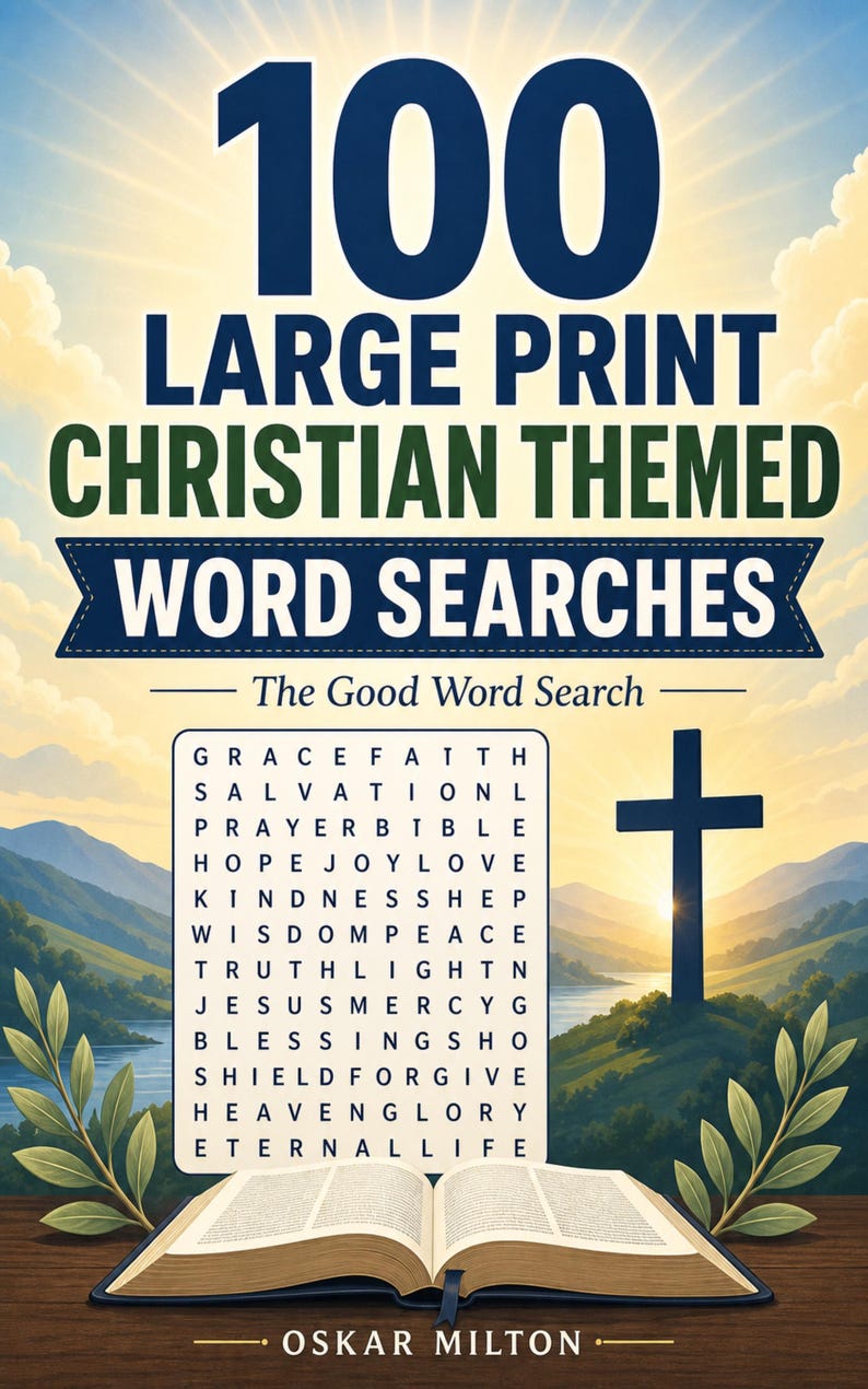100 Large Print Christian Word Search Puzzles, Bible Activity Book (Spiral Bound) image 2
