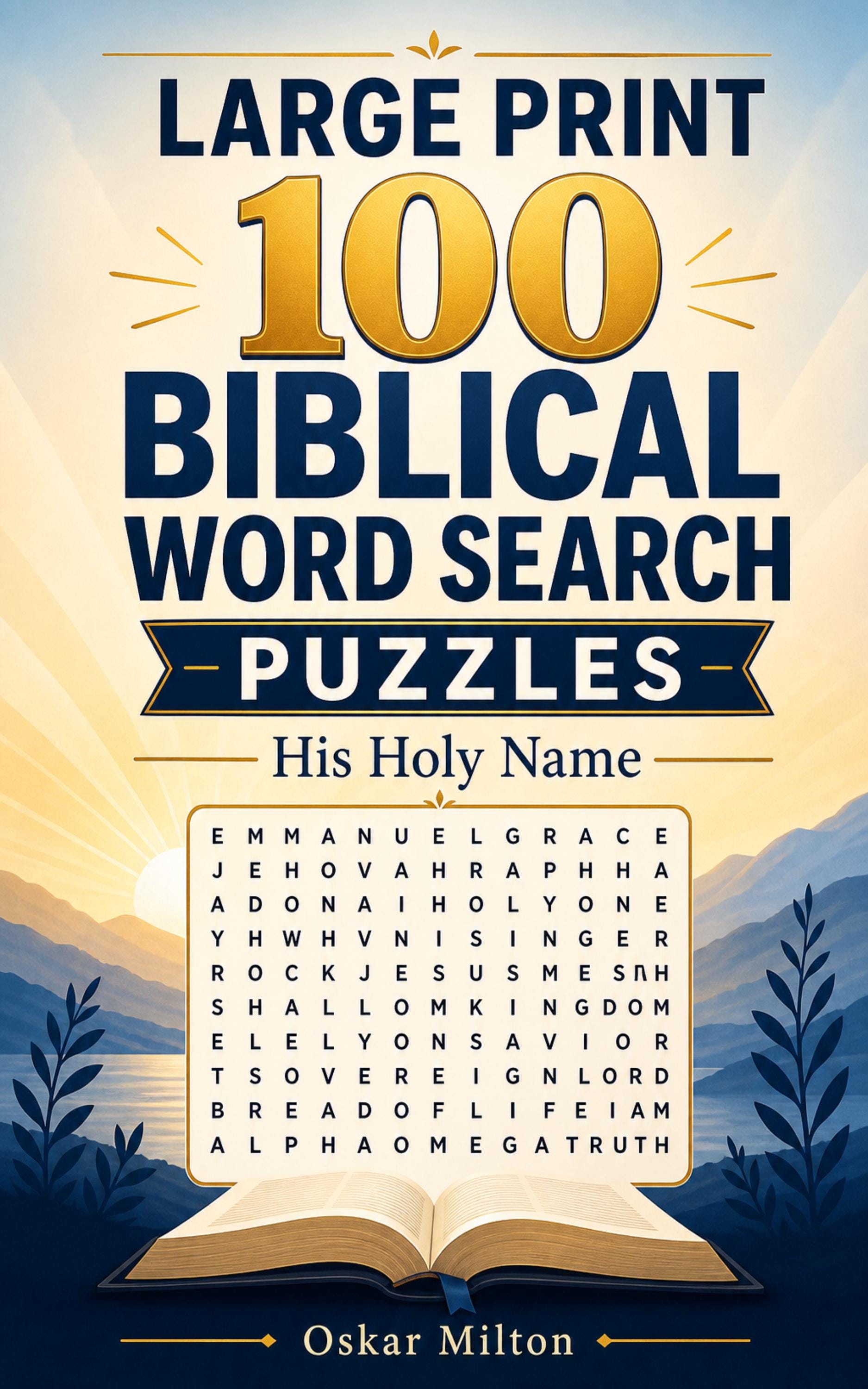 Large Print Biblical Word Search Puzzles, His Holy Name, Scripture Activity (PDF) cover