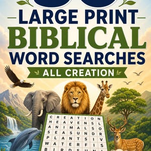 50種類の大きな活字版の創造の詩篇ワードサーチ、キリスト教聖書アクティビティ（PDF） 画像 2