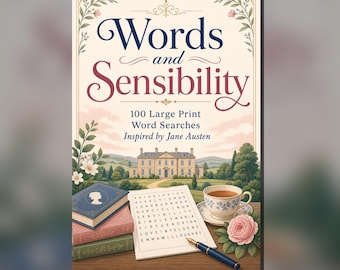 Jane Austen Word Search Puzzles, Large Print, Book Lover Gift (PDF)