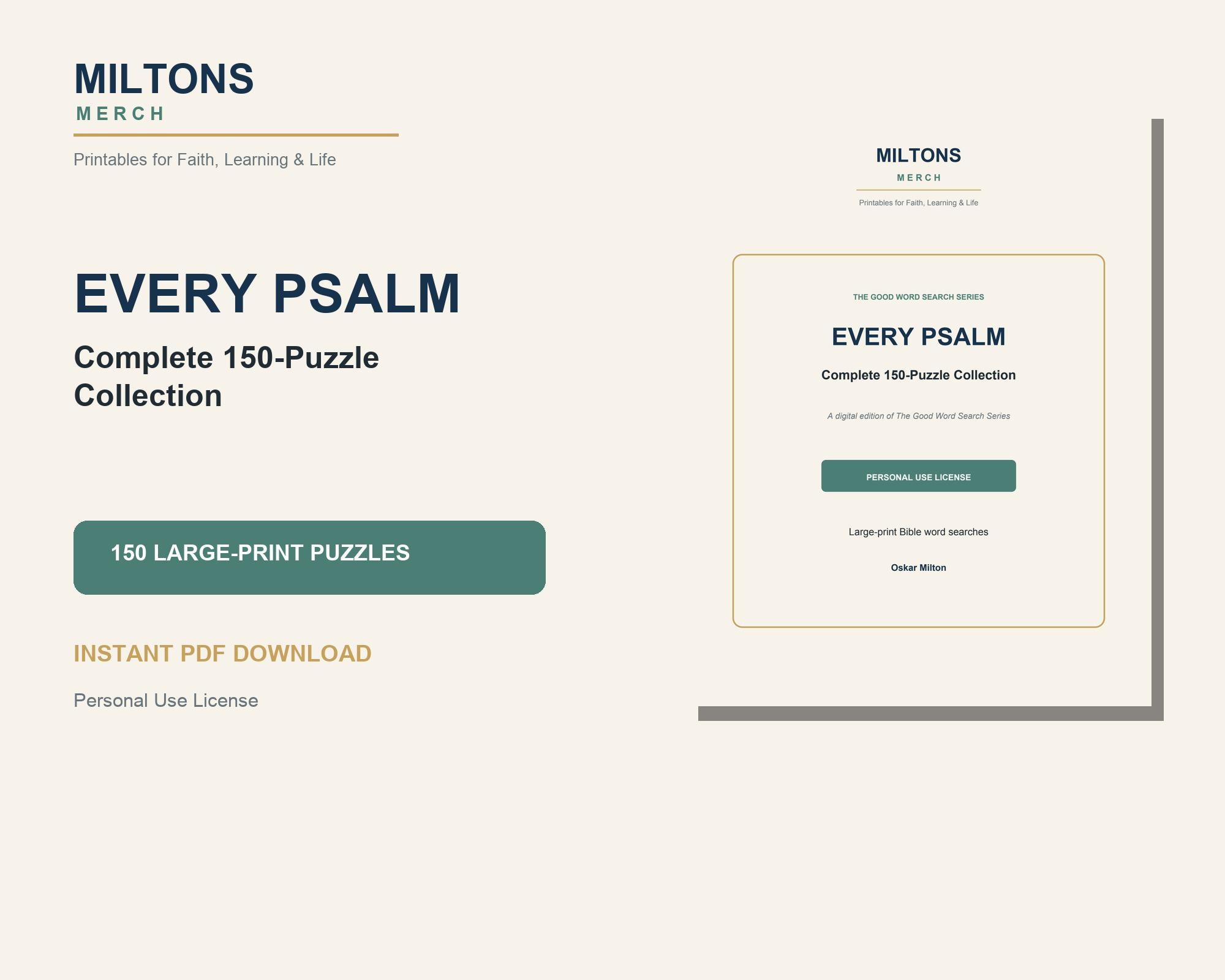 150 Large Print Psalms Word Search Bundle, Christian Activity for Seniors (PDF) preview 3