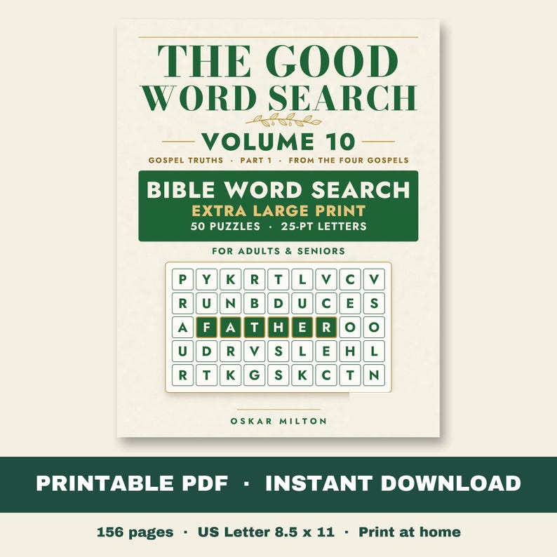 Gospel Truths Word Search, Extra Large Print Bible Puzzles (PDF Download) image 1