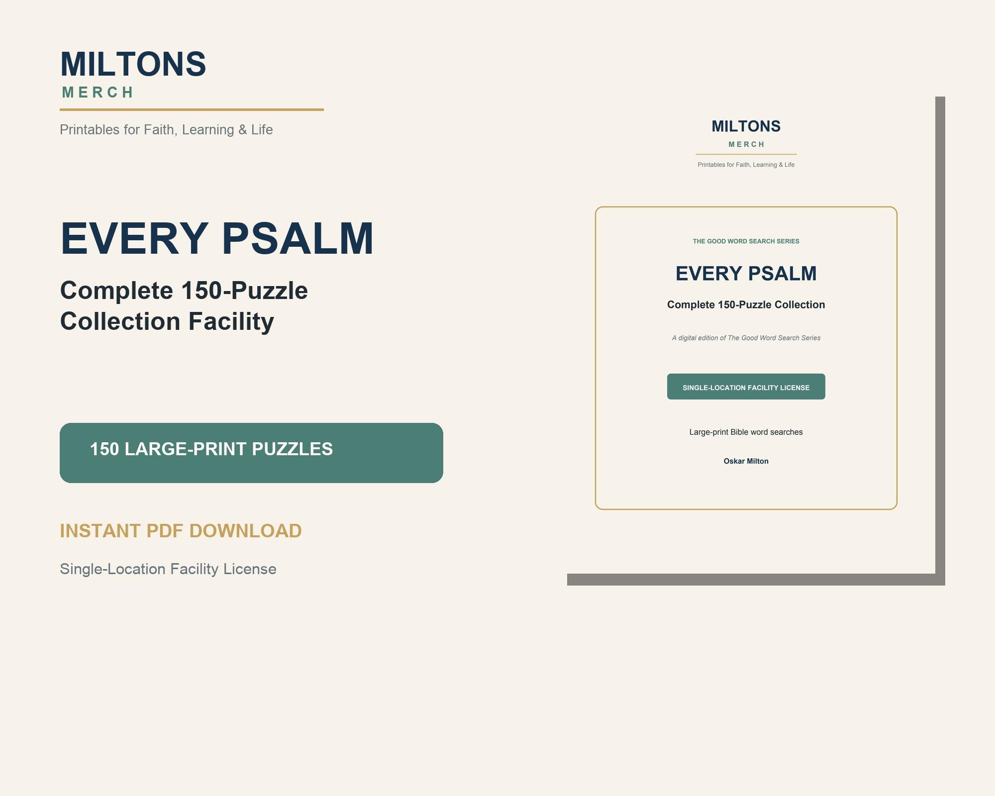 150 Psalms Word Search Activity Program, Large Print Puzzles (PDF Download) preview 3