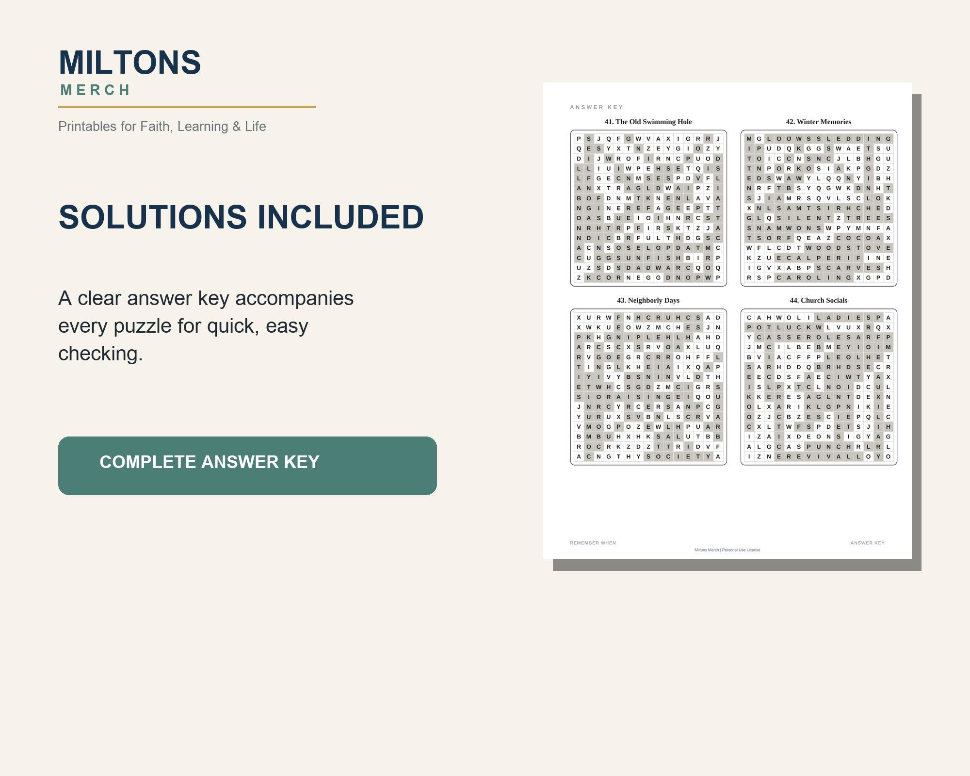 Large Print Word Search Puzzles for Seniors, Traditions & Togetherness (PDF) preview 5