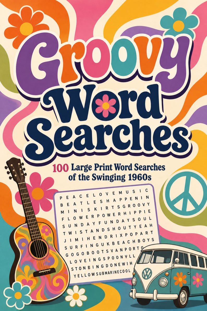 Cruciverba in stile anni '60, puzzle nostalgici a caratteri grandi (PDF) immagine 2