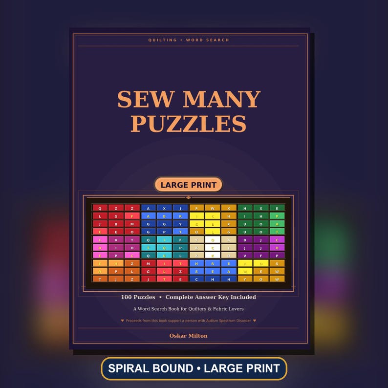 Cose muchos rompecabezas: 100 sopas de letras con letras grandes para patchwork (libro encuadernado en espiral) imagen 3