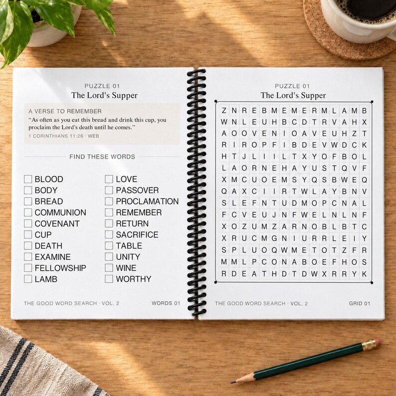 Sopa de letras "The Good Word Search Vol. 2", Rompecabezas bíblicos cristianos, Letra extragrande (Encuadernación en espiral) imagen 2