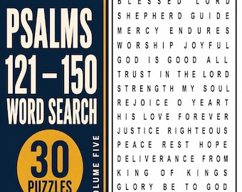 Psalmen 121-150: Wortsuchrätsel zum Ausdrucken, christliche Rätsel in Großdruck (PDF)