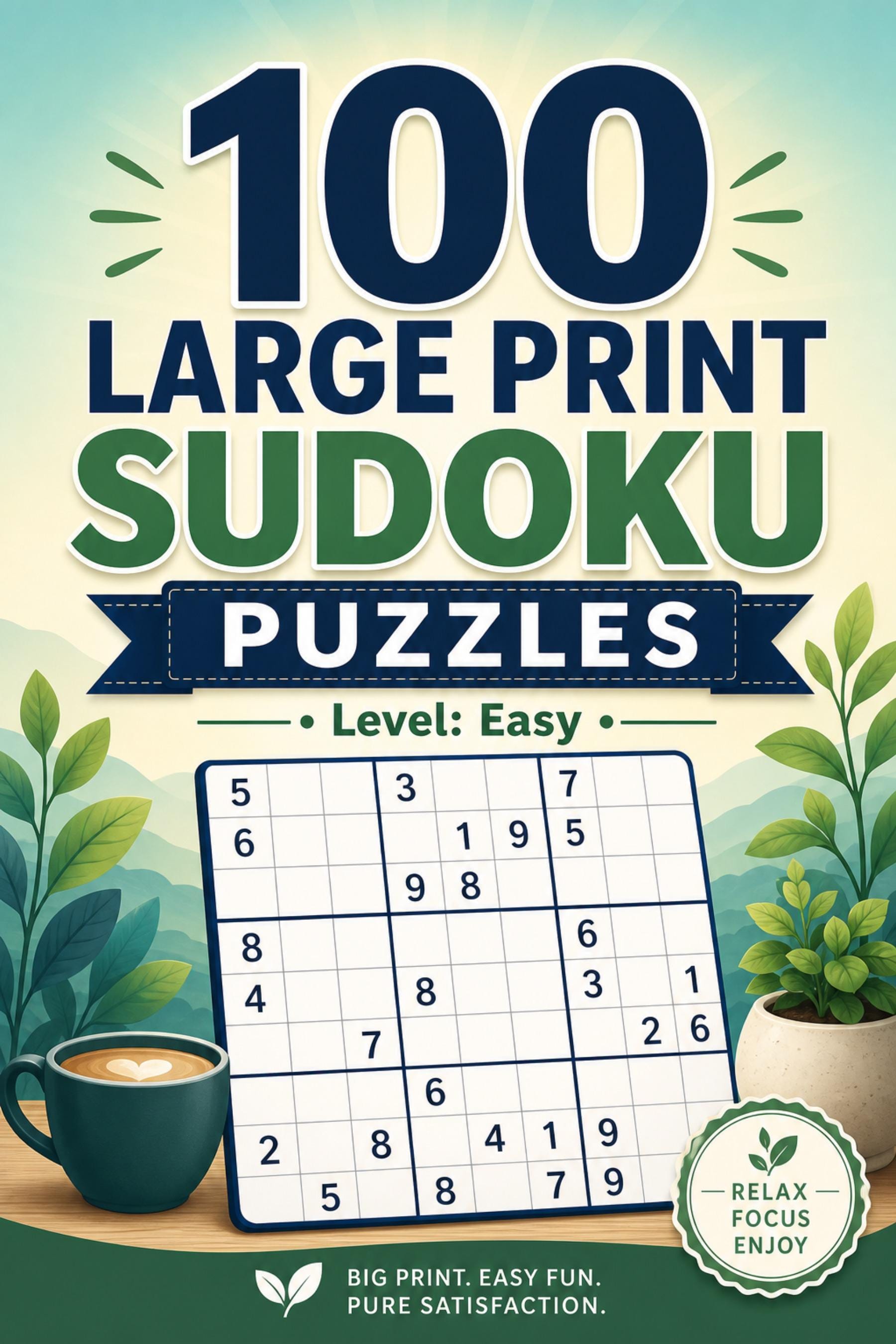 100 Large Print Sudoku Puzzles, Easy Number Logic Book (Spiral Bound) cover