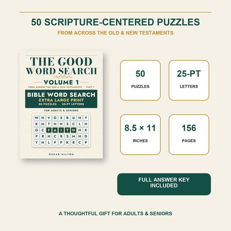 Bible Word Search Vol 1, Extra Large Print, 50 Scripture Puzzles (PDF Download) image 3