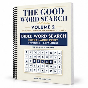 Sopa de letras "The Good Word Search Vol. 2", Rompecabezas bíblicos cristianos, Letra extragrande (Encuadernación en espiral) imagen 1