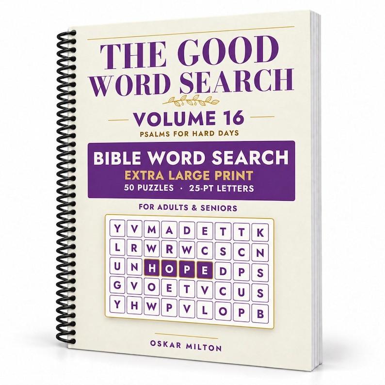 Psalms for Hard Days Word Search Book, Extra Large Print, 50 Puzzles (Spiral Bound) image 1