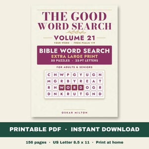 Psalm 119 Word Search, Extra Large Print, 50 Puzzles (PDF Download) image 1