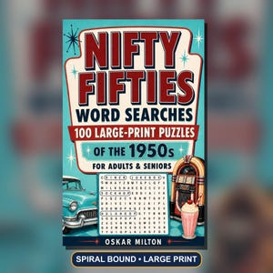 1950s Word Search Puzzles, Large Print Nostalgia Activity Book (Spiral Bound) image 1