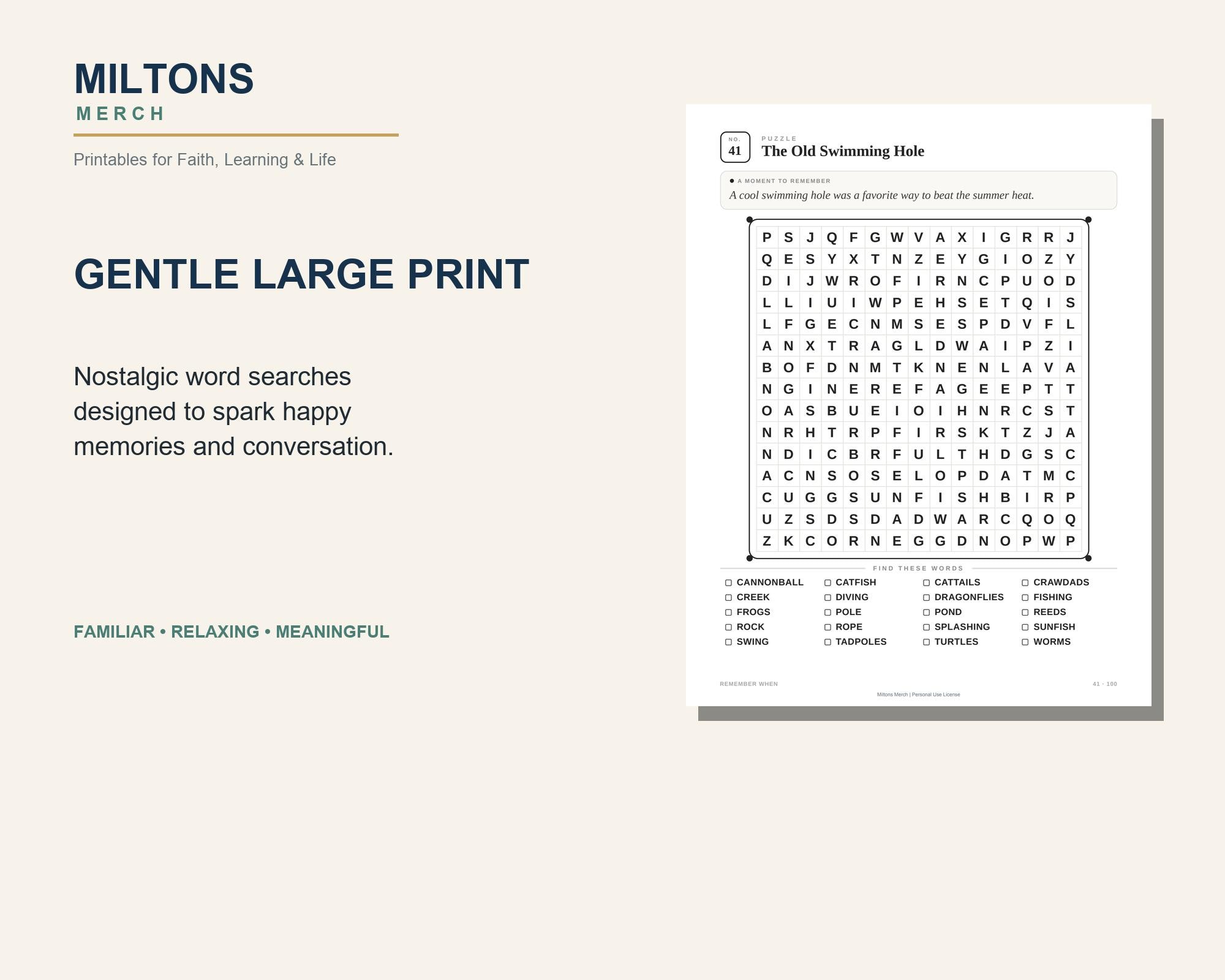 Large Print Word Search Puzzles for Seniors, Traditions & Togetherness (PDF) preview 4