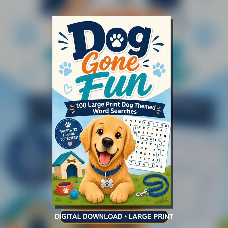Dog Themed Word Search Puzzles, Large Print Activity Book (PDF) image 1